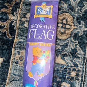 Vintage Disney Purple Easter  Decorative  Nylon Flag - Winnie the Pooh 28 x 44